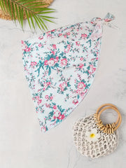 Print Tie Side Stretchy Cover Up Skirt Wrap Beach Coverup