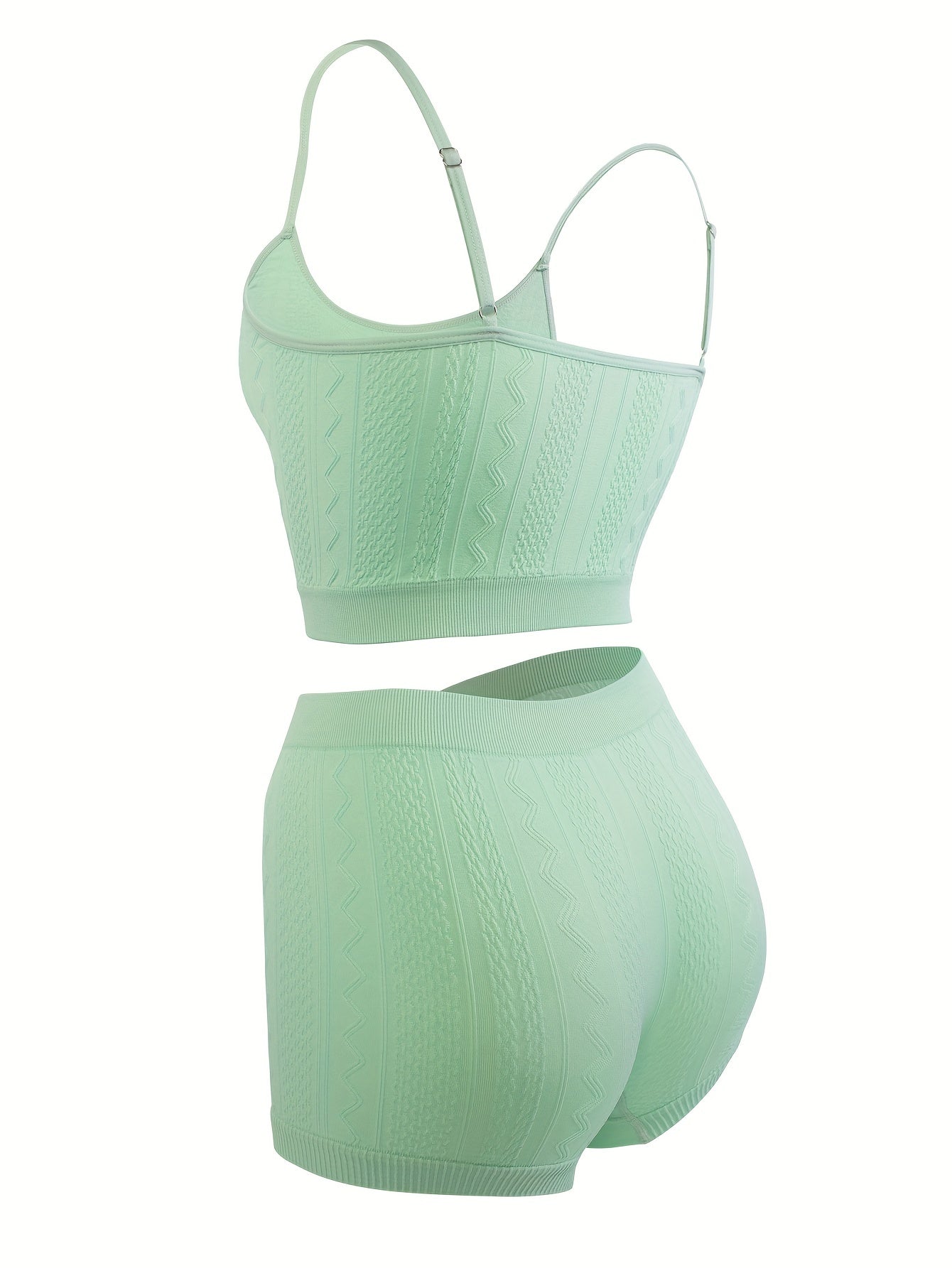 Solid Textured Bra & Panties Set Full Coverage Everyday Lingerie
