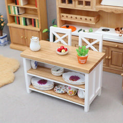 12-Piece Dollhouse Kitchen and Dining Set with Apricot Toy Furniture