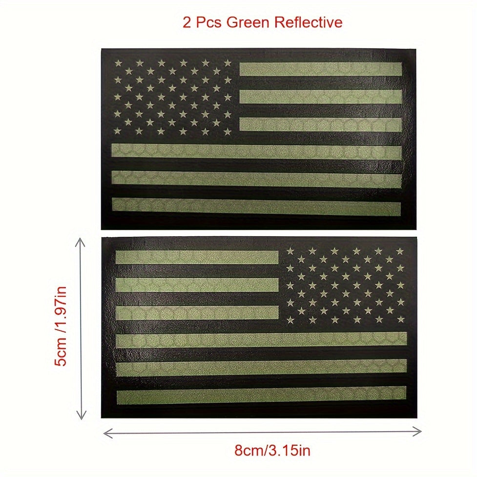 2pcs IR Reflective Flag PVC Patches for Backpacks Hats Jackets Pants