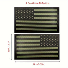 2pcs IR Reflective Flag PVC Patches for Backpacks Hats Jackets Pants
