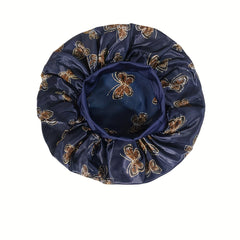 Soft Butterfly Print Satin Hair Bonnet for Styling and Sleeping