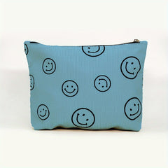 Smiling Face Corduroy Cosmetic Bag Zipper Storage Pouch