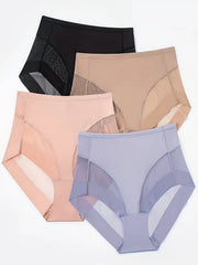 4pcs Mesh Stitching Briefs Comfy & Breathable Intimates Panties