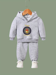 Girls Cartoon Christmas Bell Hooded Sweatshirt & Sweatpants Set Kids Clothes