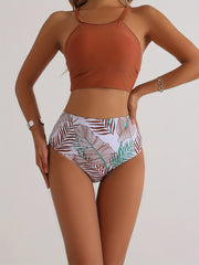 Leaf Print High Waist Bikini Sets Beach Bathing Suit