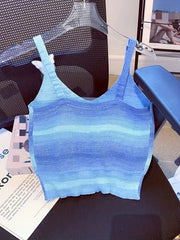 Gradient Knitted Cami Top V Neck Summer Sleeveless Top