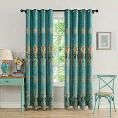European Embroidered Curtains Chenille Flower Embroidery Semi Blackout