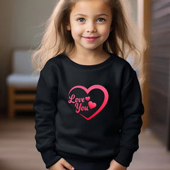 OERYUI Heart Graphic LOVE YOU Print Sweatshirt Long Sleeve Pullover