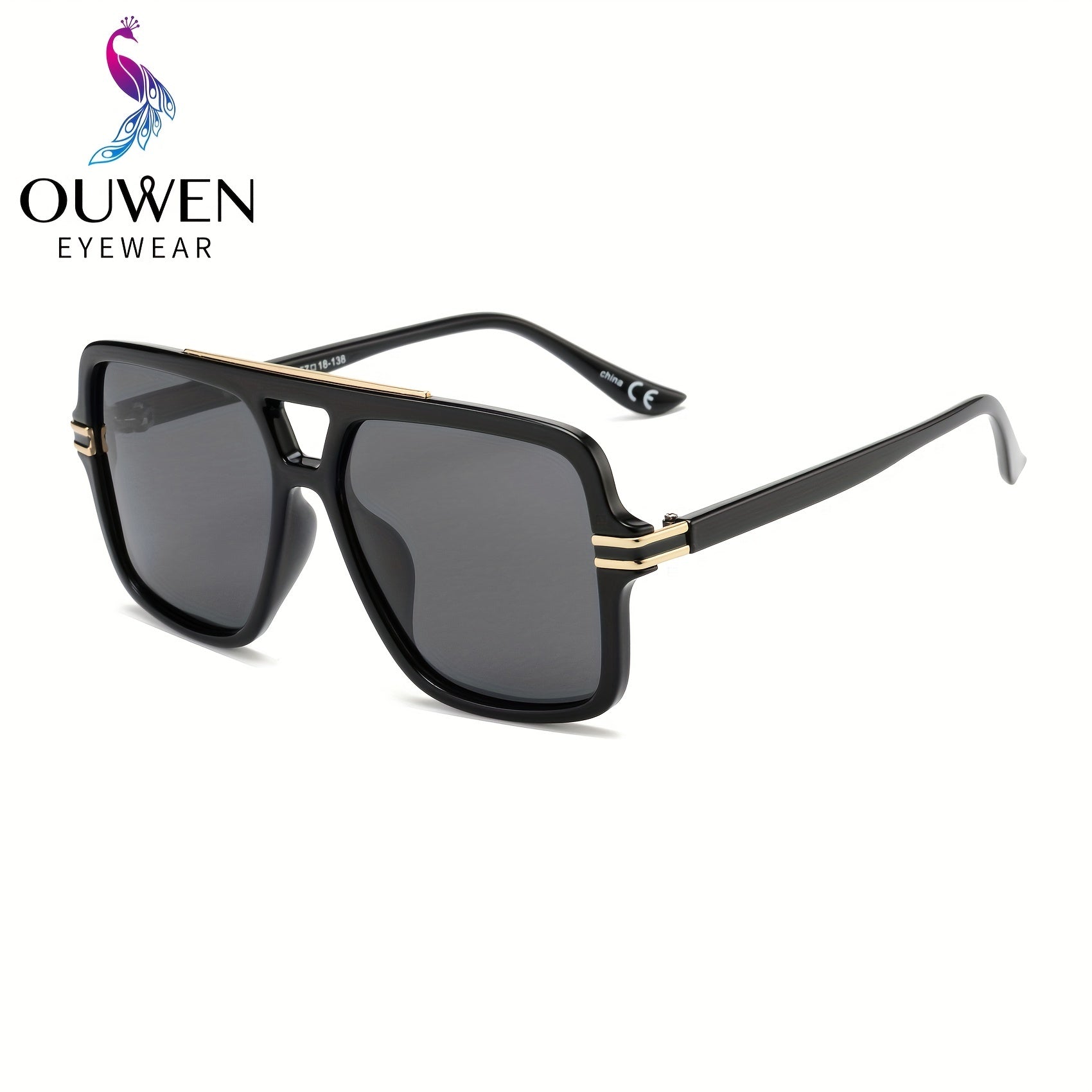 OUWEN Retro Oversized Square Pilot Polarized Men's Sunglasses