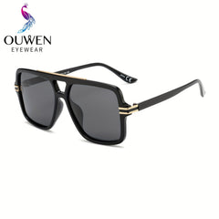 OUWEN Retro Oversized Square Pilot Polarized Men's Sunglasses