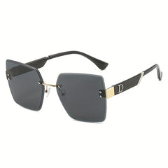 Rivet Decor Gradient Sunglasses UV400 with Case