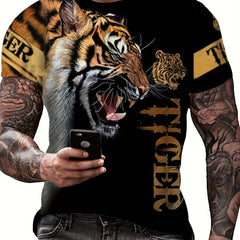 Men's Animal Graphic T shirt 3D Print Stretch Tee Top
