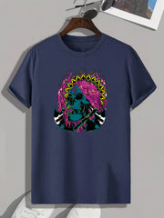 Skull Pattern Print Men's Sports T-shirt Graphic Tee Outdoor Clothing