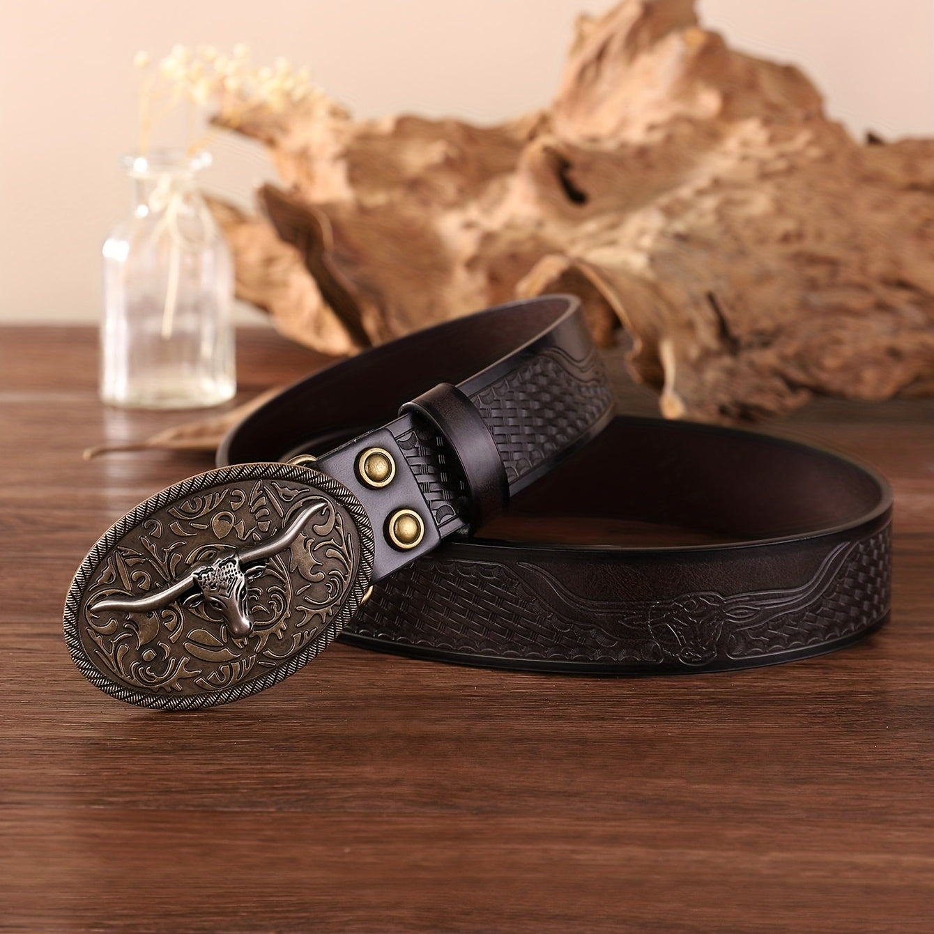 Men's Retro Bull Head Buckle Belt Casual Business Accessory