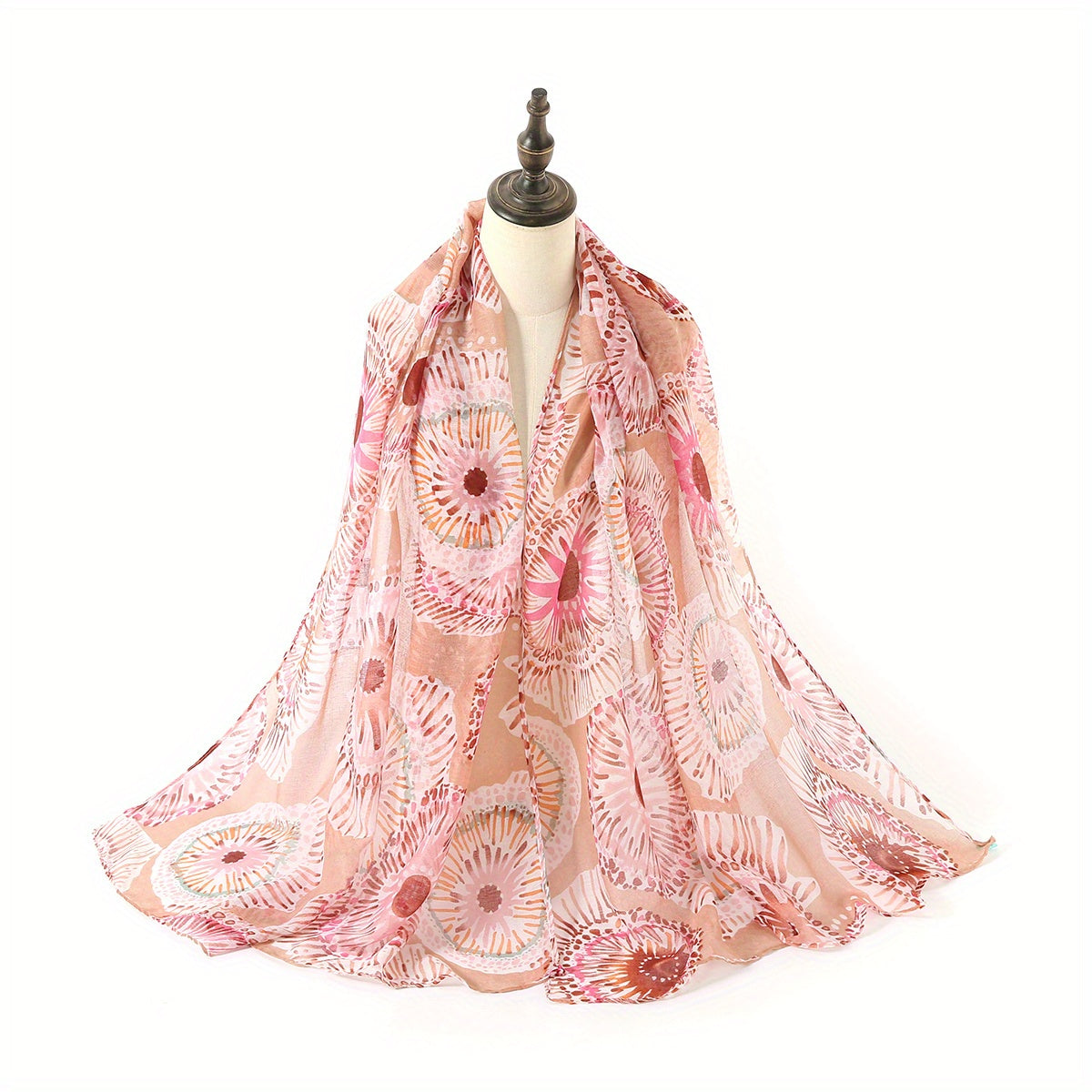 Tie Dye Block Voile Scarf Circle Print Shawl