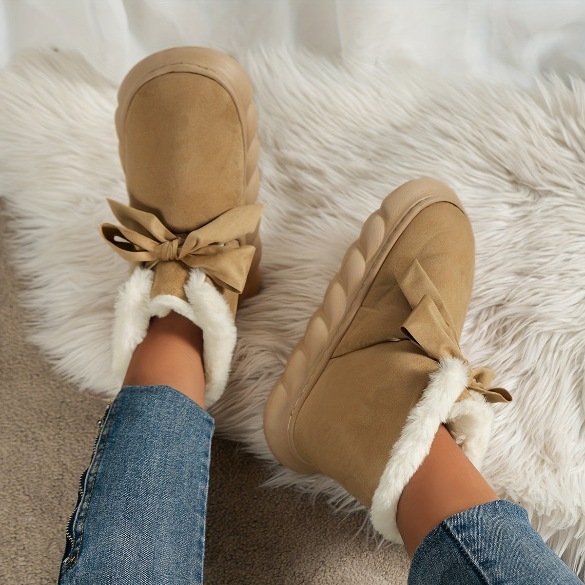 Women's Non-slip Bowknot Snow Boots Comfortable Casual Shoes