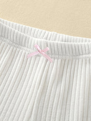 Girls Knit Shorts With Bow - Comfortable Casual Pants for Summer