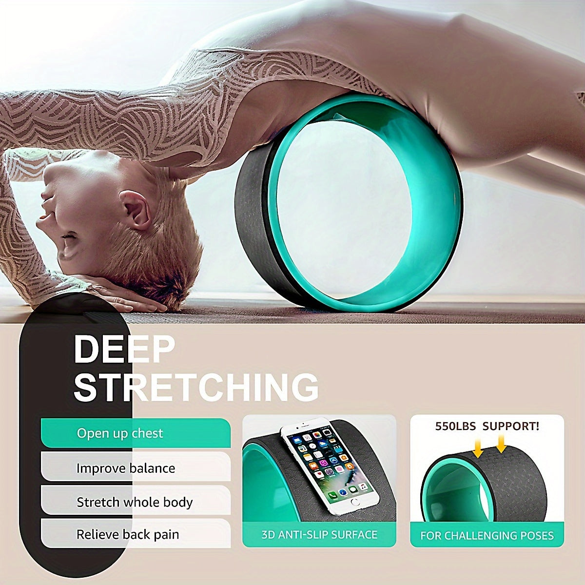 3pcs Yoga Wheel Pilates Wheel For Back Stretching Lower Waist Training