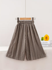 Girls Casual Plaid Loose Fit Pants For Kids Summer