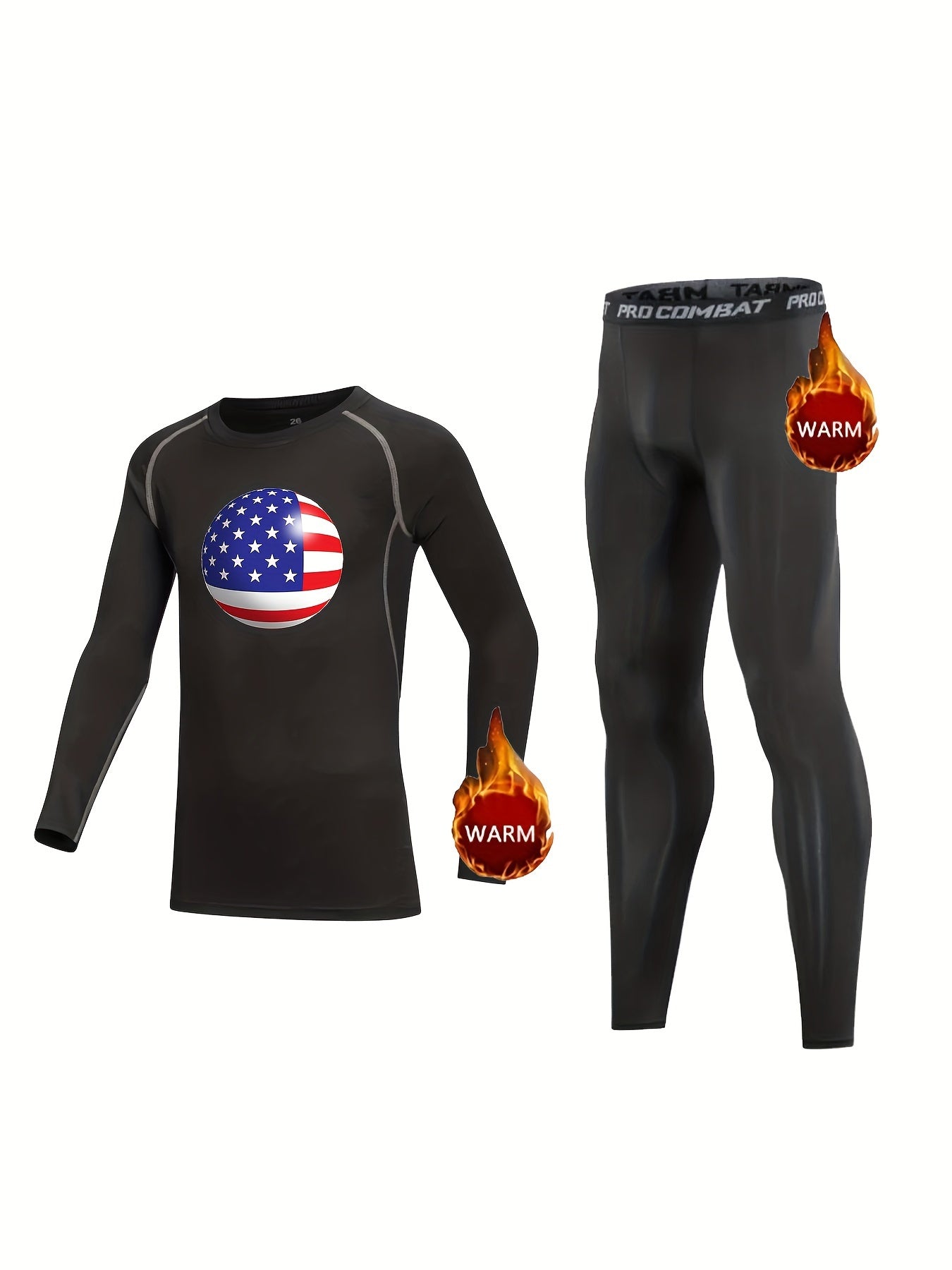 Kids US Flag Compression Fleece Set