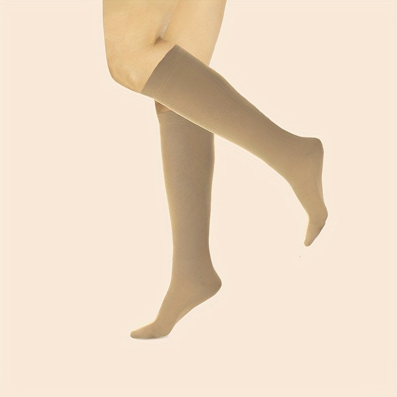 3 Pairs Solid Calf Socks Comfy Knee High Socks Women's Stockings