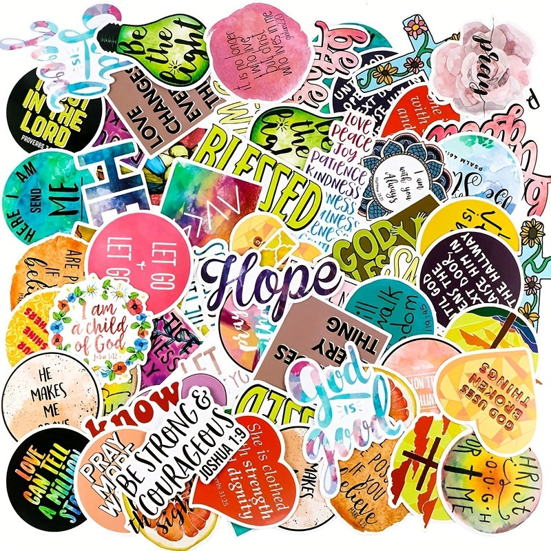 50pcs Christian Waterproof Wisdom Words Stickers