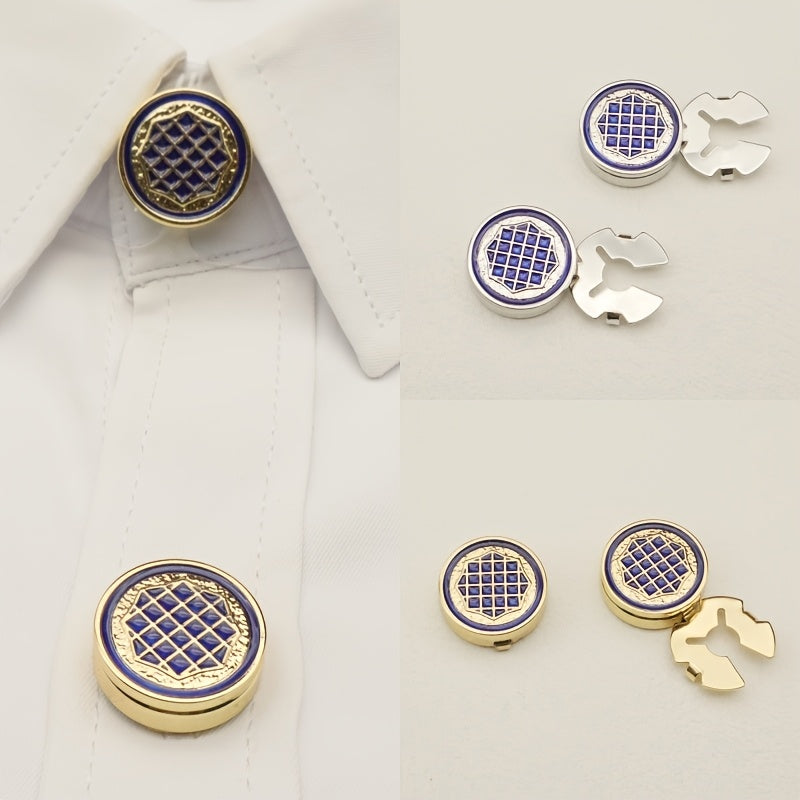 Golden Tone Checkered Button Covers for Men & Women
