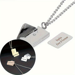 Personalized Name Necklace with Envelope Pendant - Stainless Steel