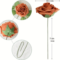 25pcs Vibrant Artificial Orange Roses for DIY Wedding Bouquets & Decor