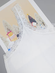 Lace Patchwork Cami Crop Top Ribbed Tank Top