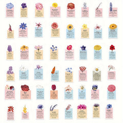 50pcs Flower Language Label Graffiti Stickers for DIY Water Cup Laptop Helmets