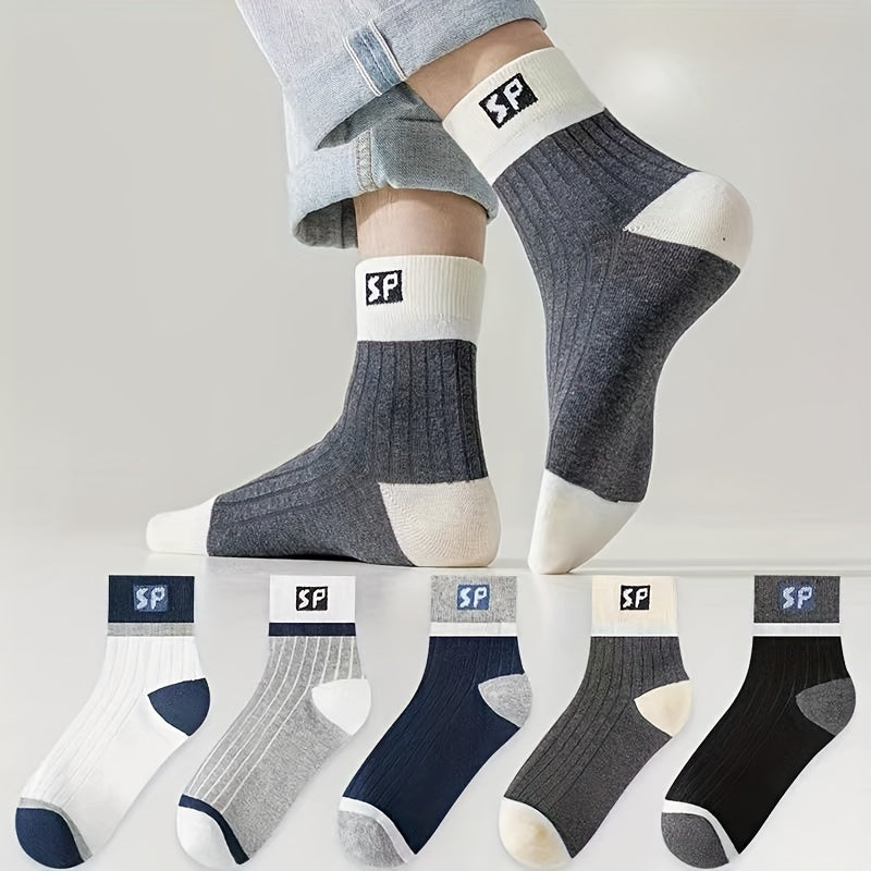 5 Pairs Letter Print Socks Sports Stockings