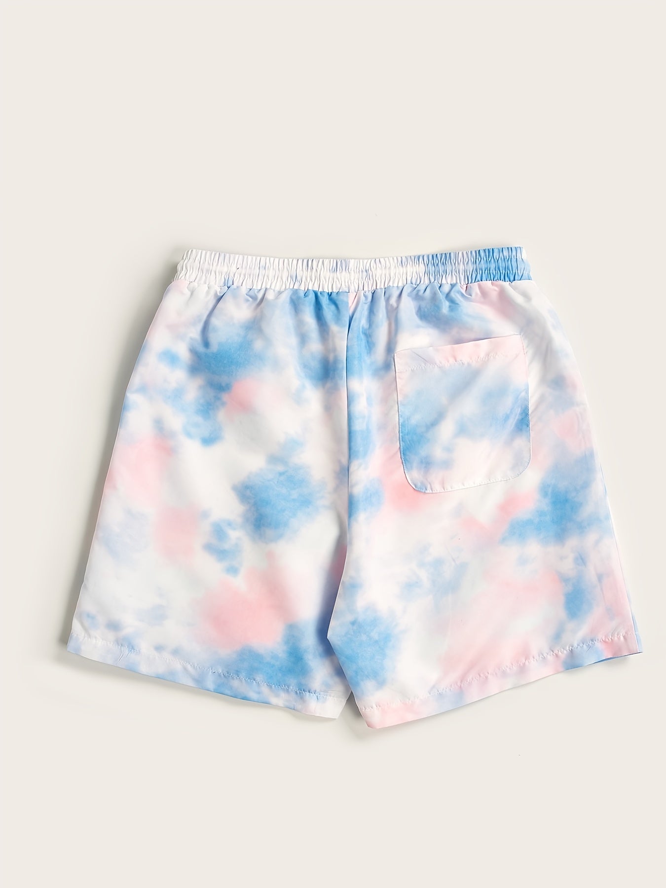 Men's Tie-Dye Beach Shorts, Drawstring Print, Size Up for Best Fit