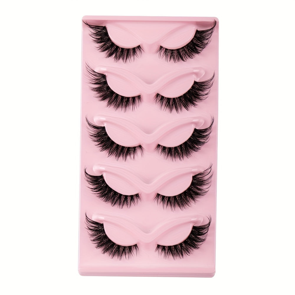 5 Pairs Fox Eye Lashes Winged End Cat Eye Lashes for Party Makeup