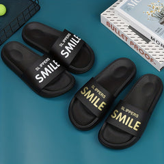 Men's 'SMILE' Print Slides Casual Summer Slippers