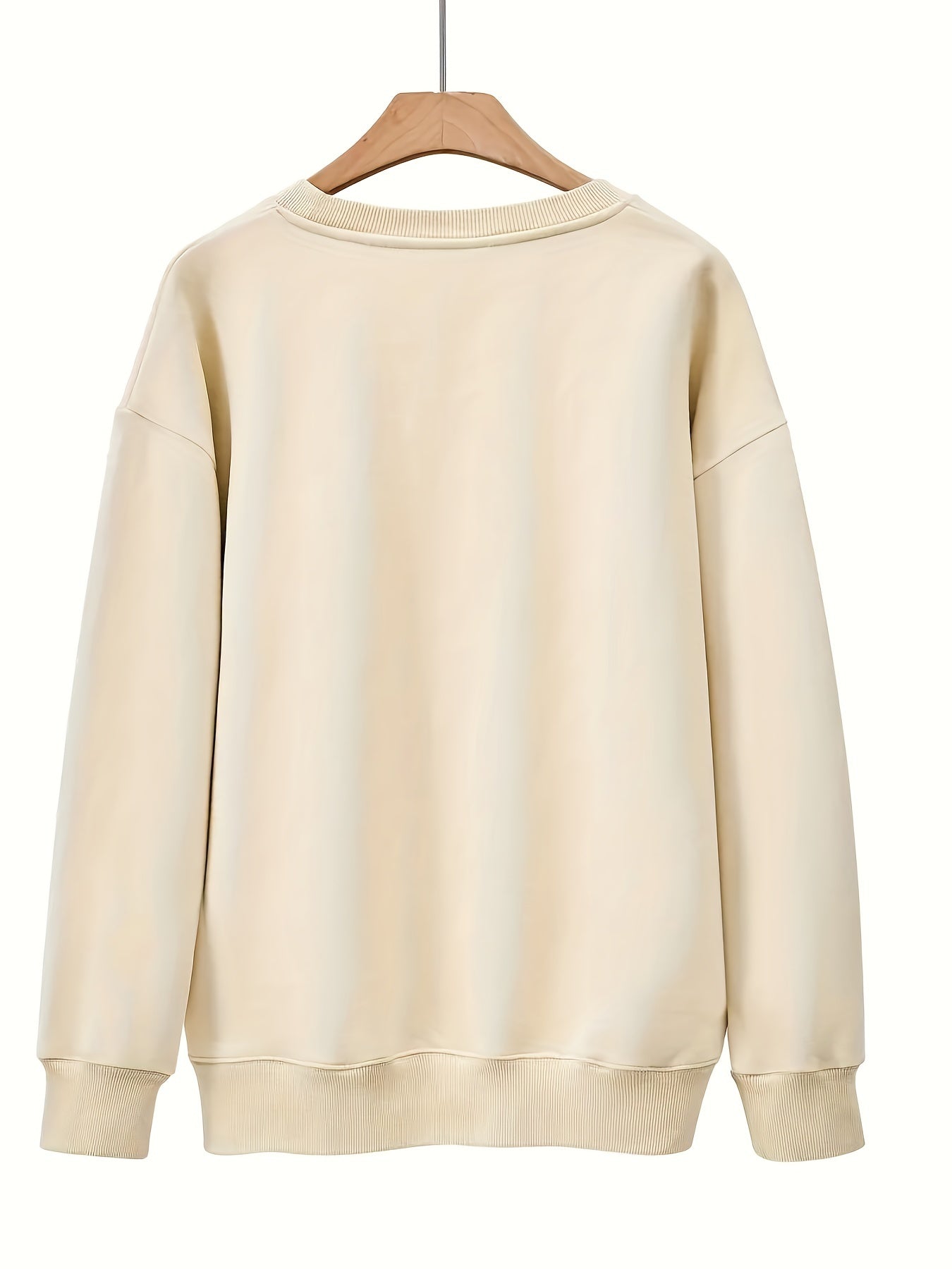 Bear Print Sweatshirt Crew Neck for Fall & Winter