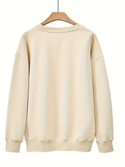 Bear Print Sweatshirt Crew Neck for Fall & Winter