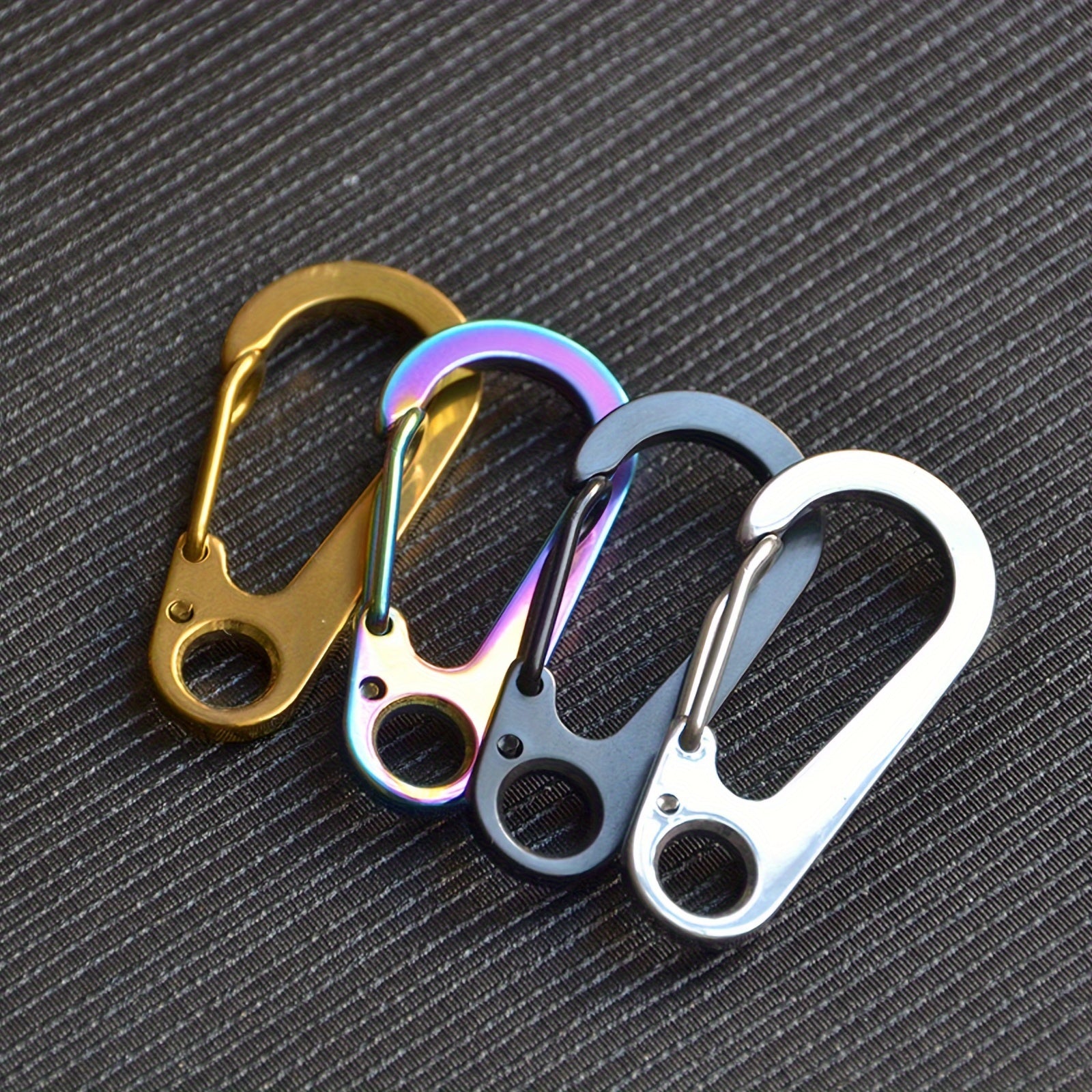 4pcs Stainless Steel Spring Buckle Keychain for Outdoor Camping