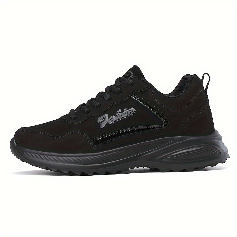 Lightweight Faux Leather Running Shoes Lace Up Non Slip Sneakers