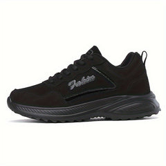 Lightweight Faux Leather Running Shoes Lace Up Non Slip Sneakers