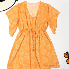 Sun Print Semi Sheer Cove Ups Women's Plus High Stretch Sexy Cover Ups
