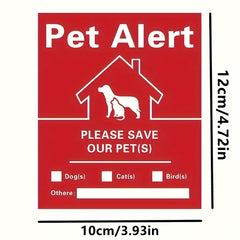5 Sheets Pet Reminder Window Stickers UV Fade Resistant Save Our Pet Stickers