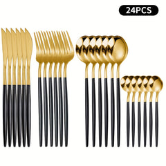 24pcs Stainless Steel Cutlery Coffee Spoon Salad Fork