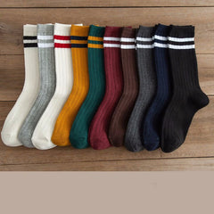 10 Pairs Striped Crew Socks for Women