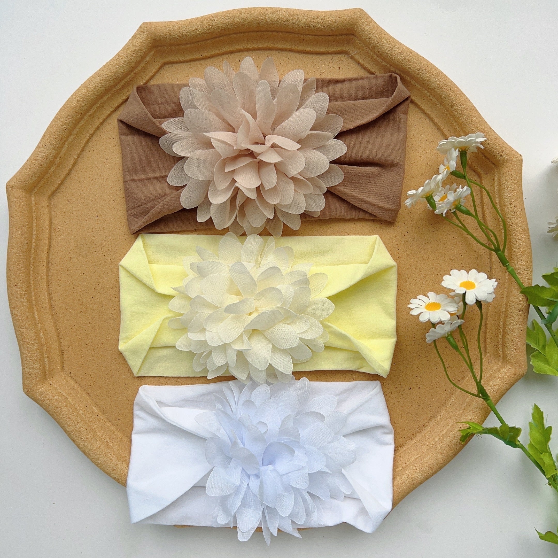 3pcs Flower Headbands Wide Hair Accessories for Baby Girls