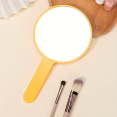 Yellow Round Hand Mirror Makeup Mirror Travel Portable Cosmetic Mirror