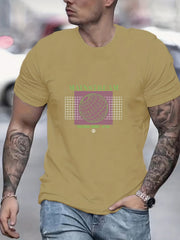 Geometric Pattern Men's Graphic Crew Neck Active T shirt