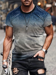 Men's Vintage Style Printed Sports T shirt Casual Stretch Round Neck Tee Shirt