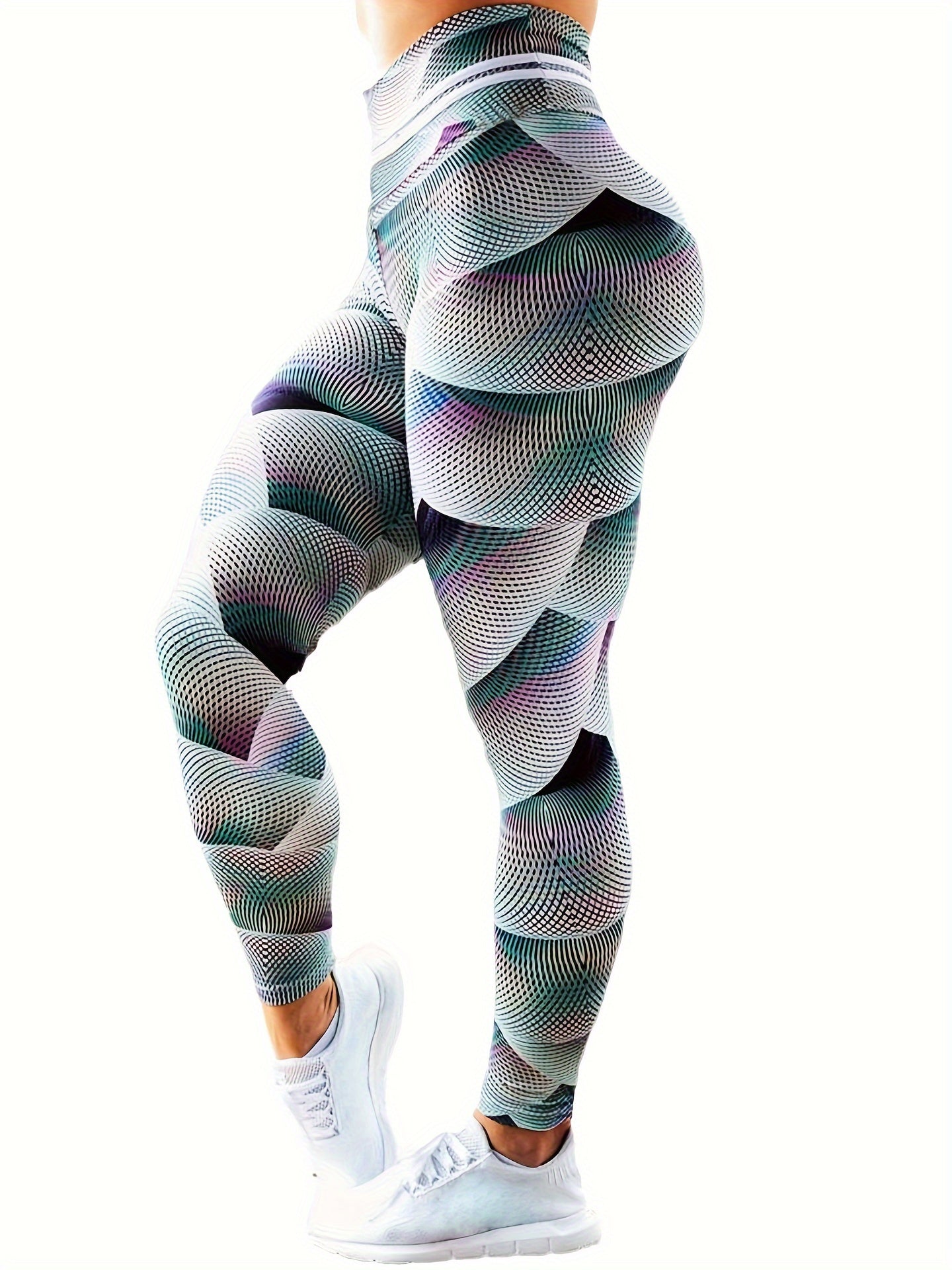 Abstract Line Print High Waist Yoga Pant